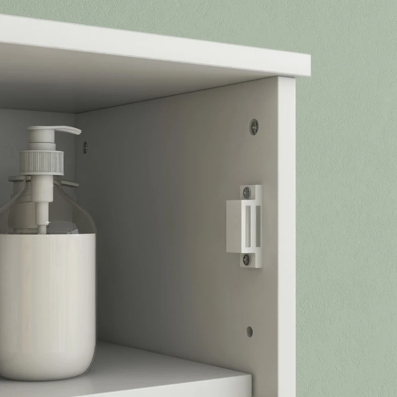 HOMCOM Meuble Colonne Rangement Salle de Bain bicolore dim. 35L x 30l x 170H cm 2 placards avec étagère réglable + 2 niches