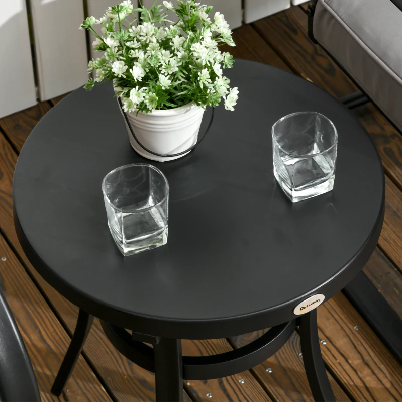 Outsunny Rattan Gartenmöbel-Set für 2 Personen inkl. Couchtisch und 2 Schaukelstühle, mit Kissen, Stahl, Braun