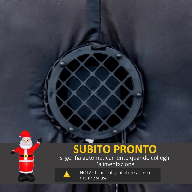 HOMCOM Babbo Natale Gonfiabile 248cm Decorazione Natalizia per Esterno con Luci LED, Gonfiatore e Accessori Montaggio