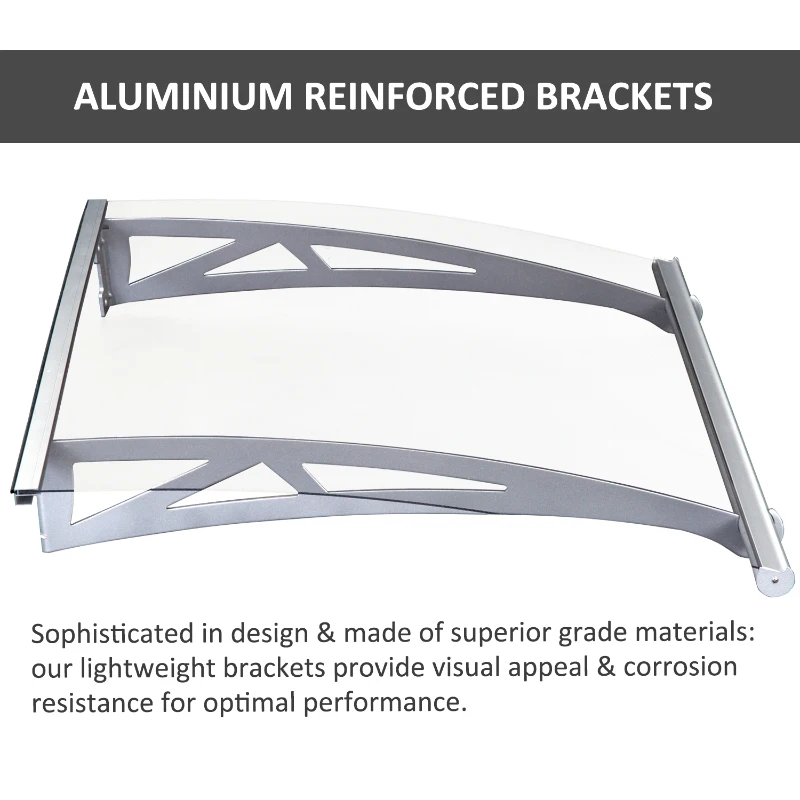 Outsunny Door Awning Canopy Window Rain Shelter Cover Front Back Porch Window Shade Aluminium Bracket 120cm x 90cm