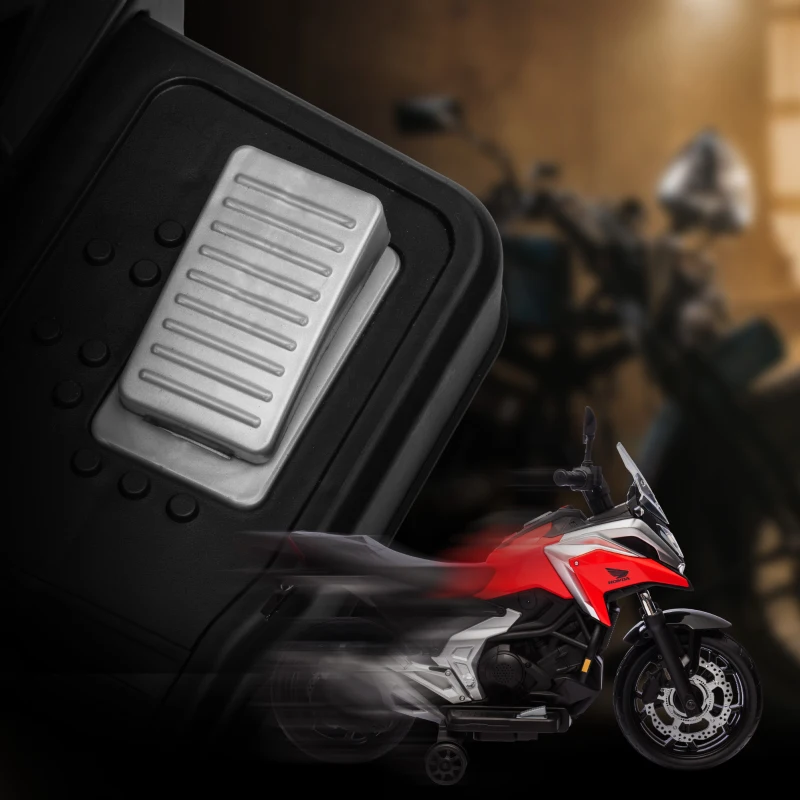 AIYAPLAY Elektro-Kindermotorrad, Honda, 3 km/h, Musik & Licht, 3-6 Jahre, bis 30 kg, Rot(m-8)