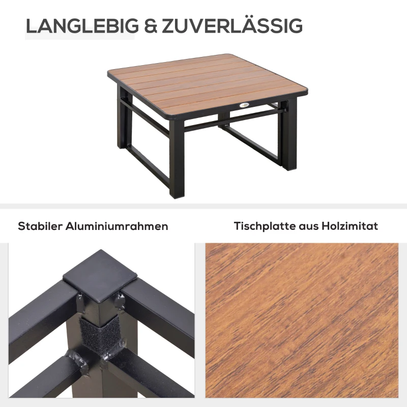 Outsunny Gartengarnitur für 4 Personen Gartenmöbel-Set mit hebbarem Couchtisch Sofa mit Kissen Outdoor Aluminium Grau