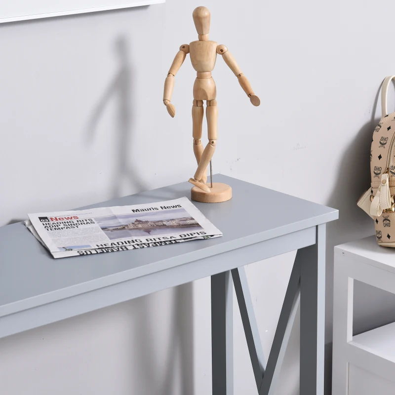 HOMCOM Table de console table d'entrée style table de drapier néo-rétro étagère dim. 100L x 30l x 80,5H cm MDF gris