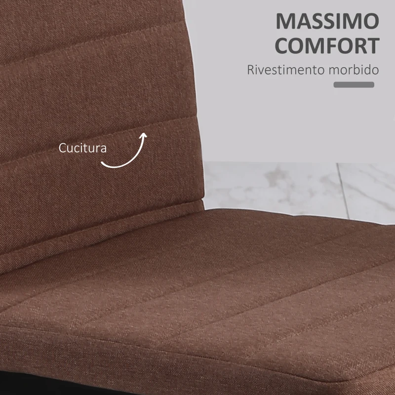 HOMCOM Set 4 Sedie Imbottite per Soggiorno o Sala da Pranzo, Sedie da Cucina Moderne, in Metallo e Tessuto Cachi
