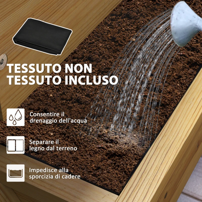 Outsunny Fioriera Rialzata a 4 Livelli con Fori di Drenaggio e Tessuto non Tessuto, in Legno di Abete, 75x57x60.5 cm