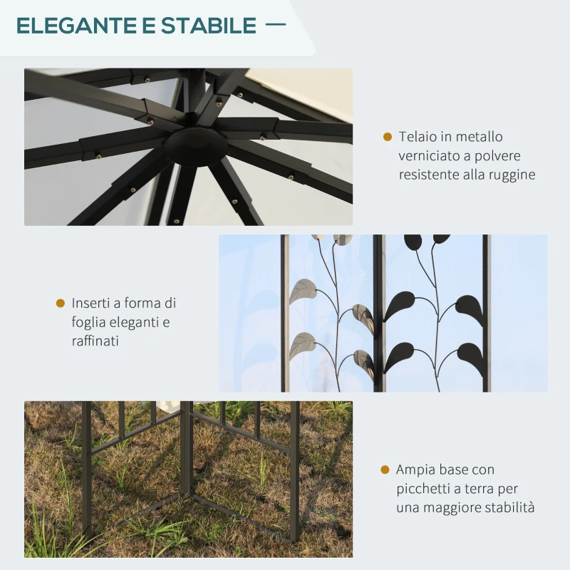 Outsunny Gazebo da Giardino 3x3m con Zanzariera, Telaio in Acciaio e Doppio Tettuccio, Bianco