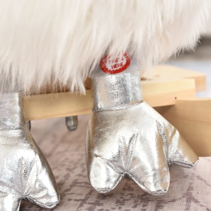 HOMCOM Balancín Infantil en Forma de Cisne de Felpa para Bebés 18-36 Meses con Sonido y Cinturón 60x33x59 cm Gris y Blanco