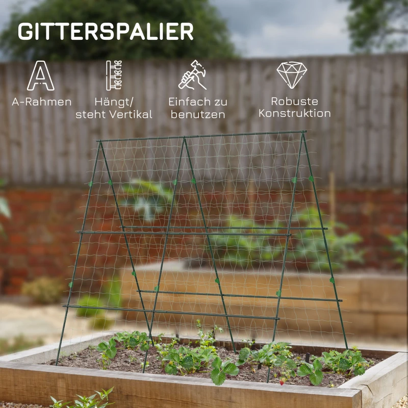 Outsunny Rankgitter, mit Pflanzenschutznetz, höhen- & breitenverstellbar, Stahl, grün, 1,8 x 1 x 1,8 m