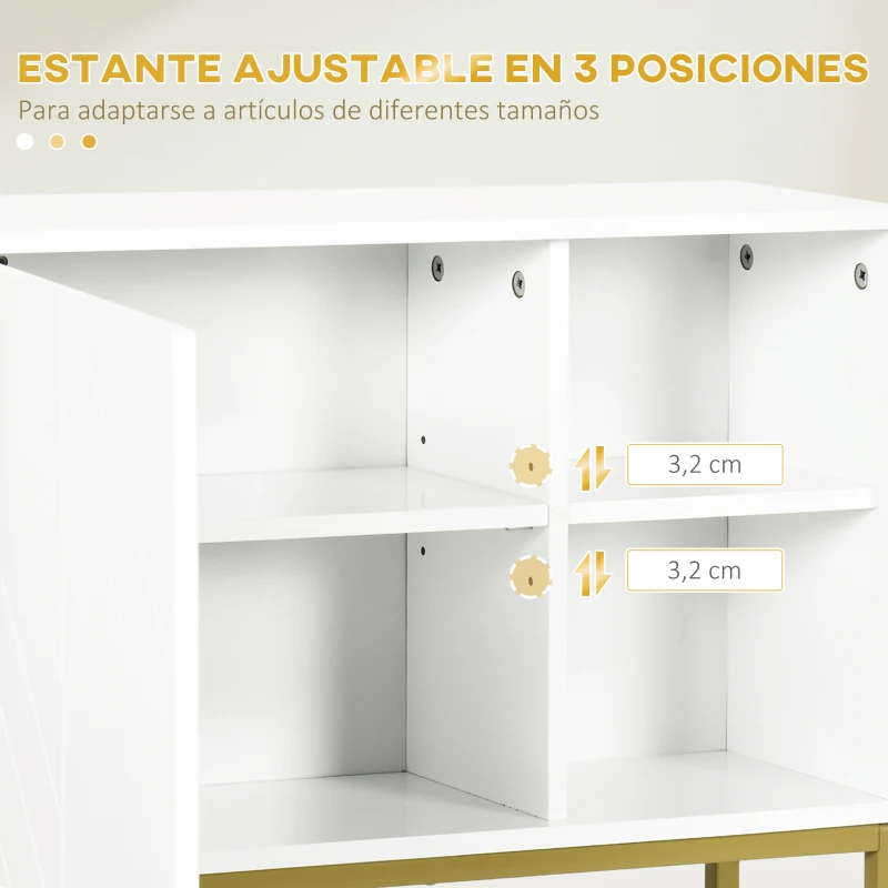 kleankin Armario de Pared para Baño con Puerta Estante Ajustable y Almacenamiento Inferior 60x20x51 cm Blanco