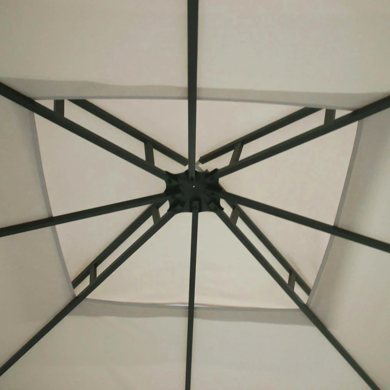Outsunny Cenador de Jardín 3x3 m Pabellón para Exterior con Doble Techo de Ventilación y Marco de Acero Anti-UV para Fiestas Eventos Patio al Aire Libre Beige