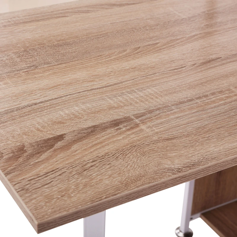 HOMCOM Mobiletto Angolare con Scrivania per Computer, Tavolo da Pranzo Estraibile in Legno MDF e Metallo, 97.5x62x121 cm