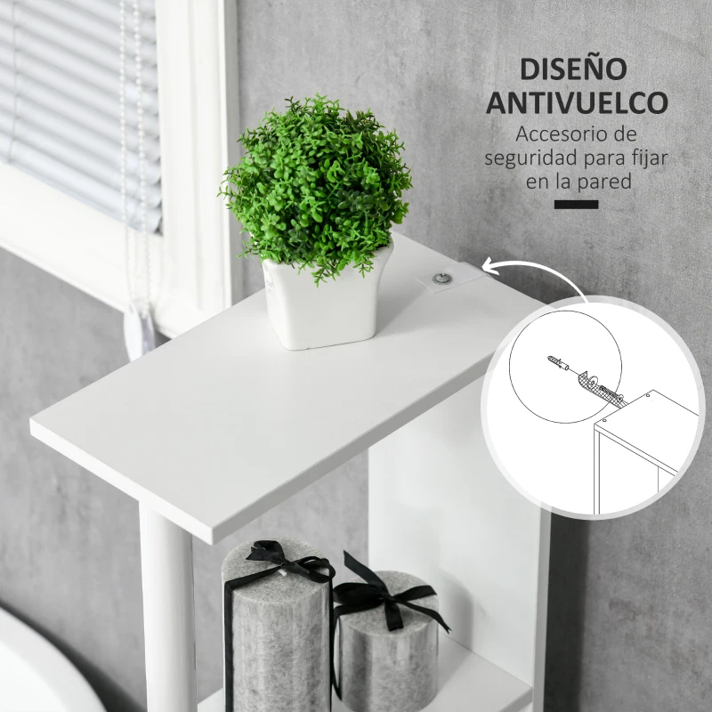 kleankin Mueble de Baño con Puertas y Estantes Abiertos Armario de Baño Estilo Moderno 15,2x29,8x118 cm Gris