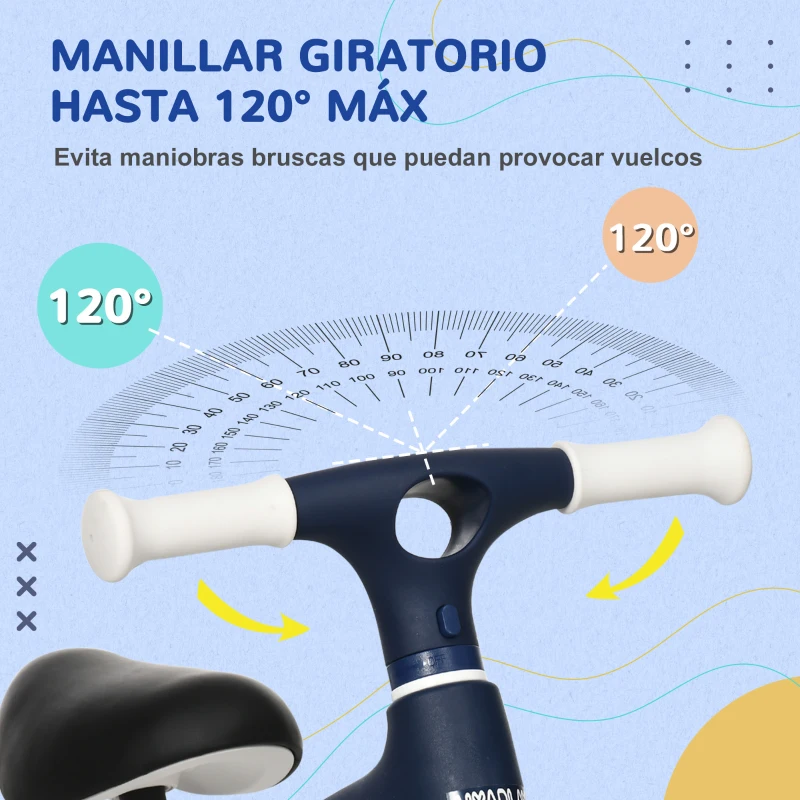 AIYAPLAY Bicicleta de Equilibrio para Niños de 18-36 Meses con Asiento Ajustable en Altura Carga 25 kg 67,5x32x44 cm Azul
