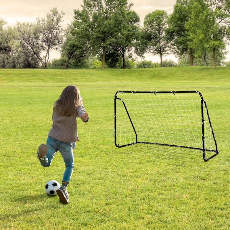 HOMCOM But de football - cage de foot - but d'entrainement dim. 203L x 81l x 120H cm - châssis métal époxy polyester - piquets inclus - noir
