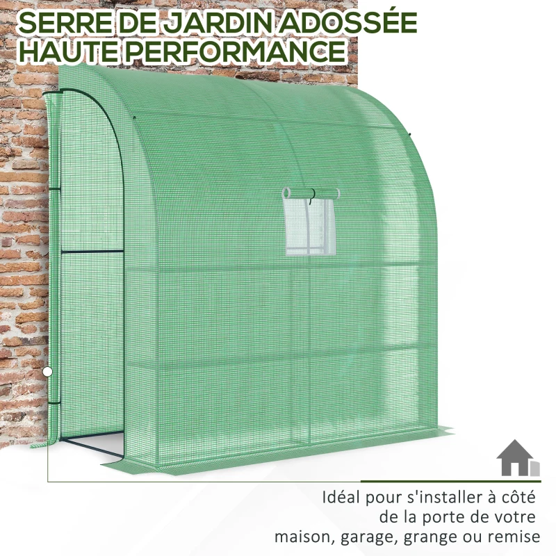 Outsunny Serre de jardin PE avec étagères 3 niveaux, serre de balcon, bâche renforcée 140 g/m², châssis en acier, 2 portes zippées enroulables, pour légumes plantes fleurs, 200 x 100 x 215 cm, vert