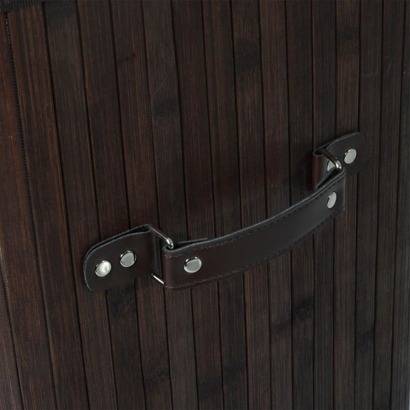 HOMCOM Wäschekorb schmal mit Deckel 72L Wäschesammler mit Griff, herausnehmbarer Wäschesack, Wäschebox für Waschküche Schlafzimmer Badezimmer, Dunkelbraun