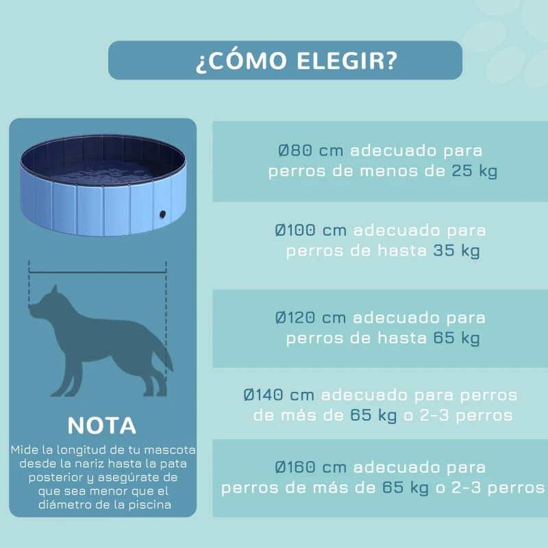PawHut Piscina Plegable para Perros Gatos Ø100x30 cm Bañera Portátil para Mascotas PVC Antideslizante Múltiples Usos Color Azul