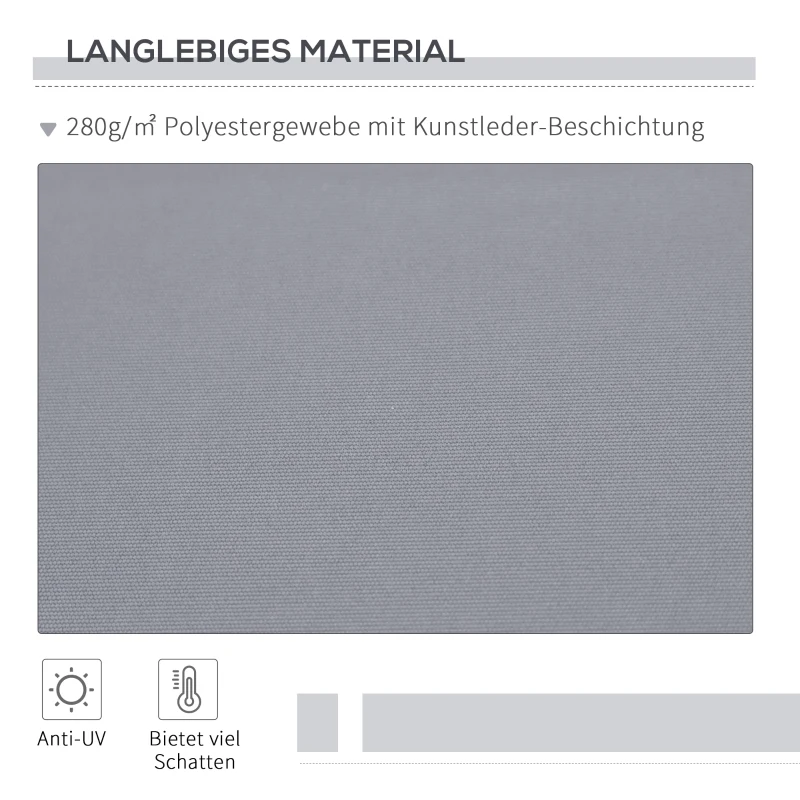 Outsunny Gelenkarmmarkise Verstellbare Klemmmarkise Terrassenmarkise 4,5 x 3m Sonnenschutz mit Kurbel, Balkonmarkise, Grau
