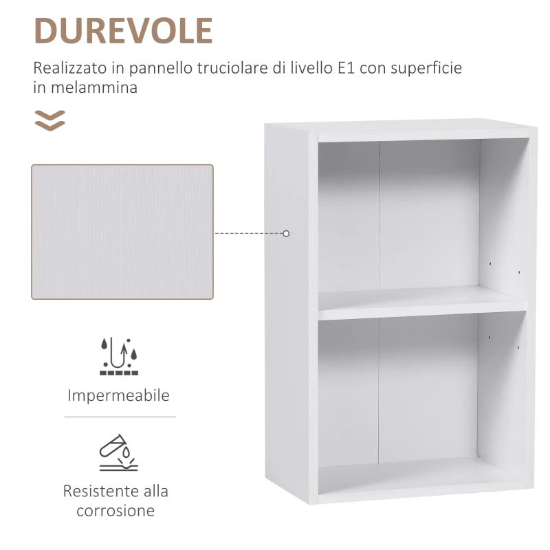 HOMCOM Libreria Bassa in Legno, Mobiletto Multiuso Design Moderno Bianco con Ripiano Regolabile 40x24x61cm
