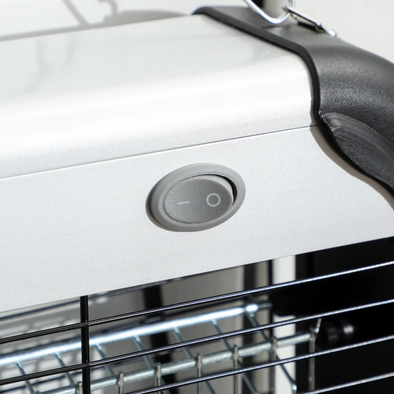 Outsunny 30W Electric Fly Zapper, Bug Zapper with UK Plug, 2 UV Bulbs, Hanging Chain, On/Off Switch and Removable Catch Tray, 60㎡ Coverage Insect Mosquito Killer for Indoor and Outdoor Use, Silver