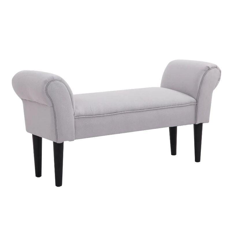 HOMCOM Bettbank, Polsterbank, Sitzbank, Flurbank für Schlafzimmer, bis 130 kg Belastbar, Segelstoff, Grau, 102 x 36 x 51 cm