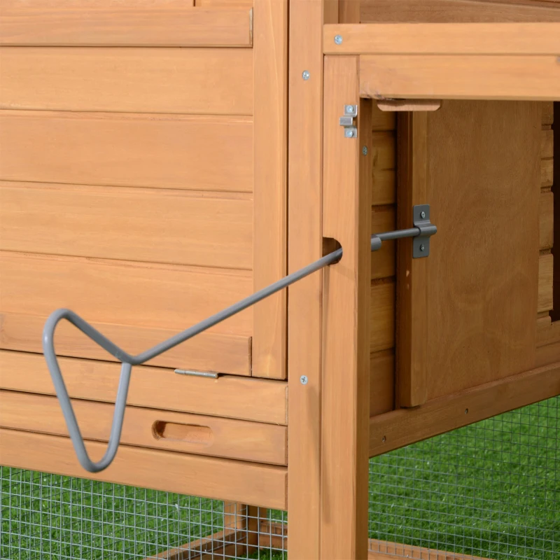 PawHut Gallinero de Madera para Exterior Jaula para Gallinas Grande con Zona Abierta Ponedero Bandeja Extraíble Techo Asfáltico Abatible y Rampa 190x81x103 cm Natural