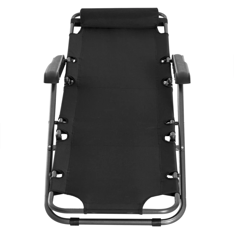 Outsunny 2 in 1 Folding Sun Lounger Reclining Garden Chair Set of 2 with 2-Level Adjustable Backrest, Outdoor Zero Gravity Recliner Garden Chairs with Head Pillow and Armrests, Black