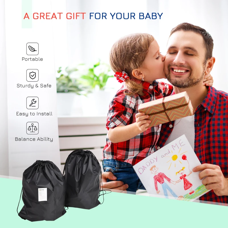 Outsunny Obstacle Course for Kids 46FT Slackline Kit with Rings Monkey Bars Fist Swing Climbing Rope Carry Bag Tree Protectors Training Equipment for Backyard