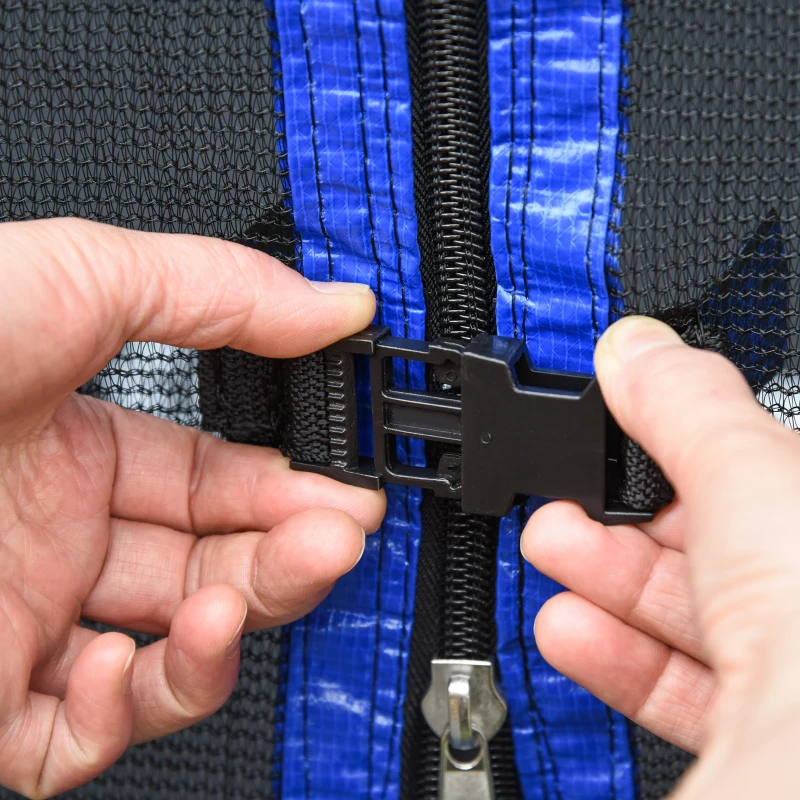 HOMCOM 7FT Kinder Trampolin mit Sicherheitsnetz Kleinkind-Trampolin für drinnen und draußen Fitnesstrampolin Gartentrampolin für 3-12 Jahre Kinder bis 80 kg Stahl Blau+Grün 215 x 200 x 190 cm