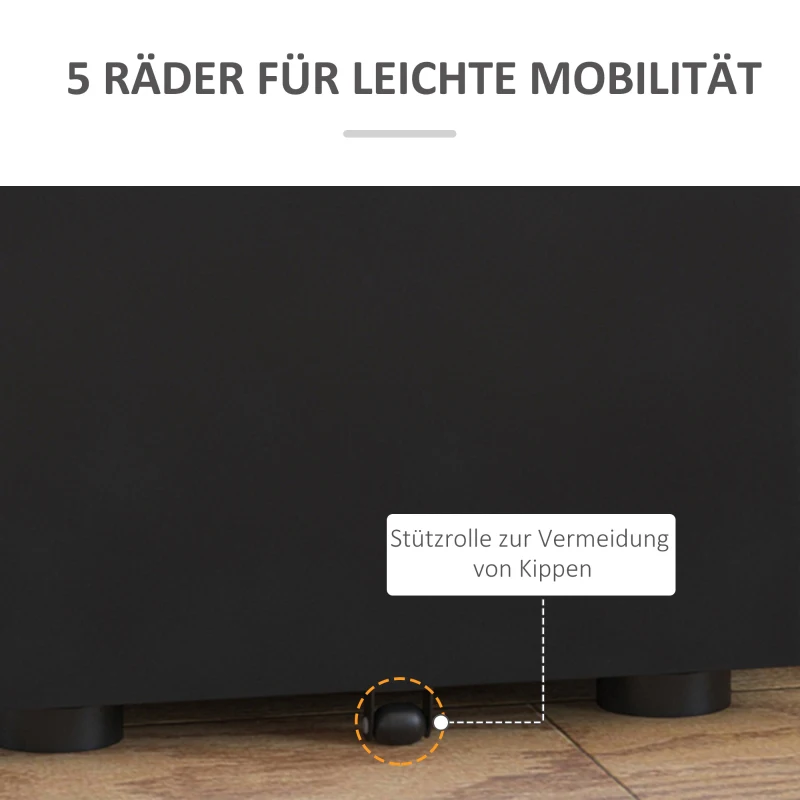 Vinsetto Rollcontainer mit 3 Schubladen mobiler Aktenschrank mit Rollen abschließbar Büroschrank mit Hängeregistratur Stiftfach, Bürocontainer für Büro, Homeoffice, 39 x 48 x 59 cm Schwarz