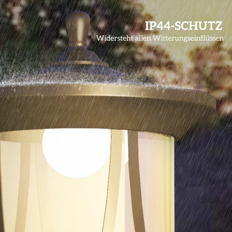 Outsunny Solar-Außenleuchte, LED, Automatikbetrieb, wetterfest, 6h Leuchtdauer, 17B x 17T x 127Hcm, Schwarz(m-6)