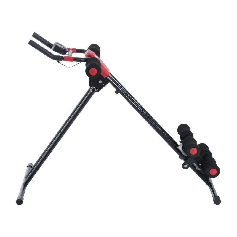 HOMCOM Panca per Addominali Trainer Attrezzo Fitness Allenamento Casa Palestra con Display in Acciaio Nero 90x54x93cm