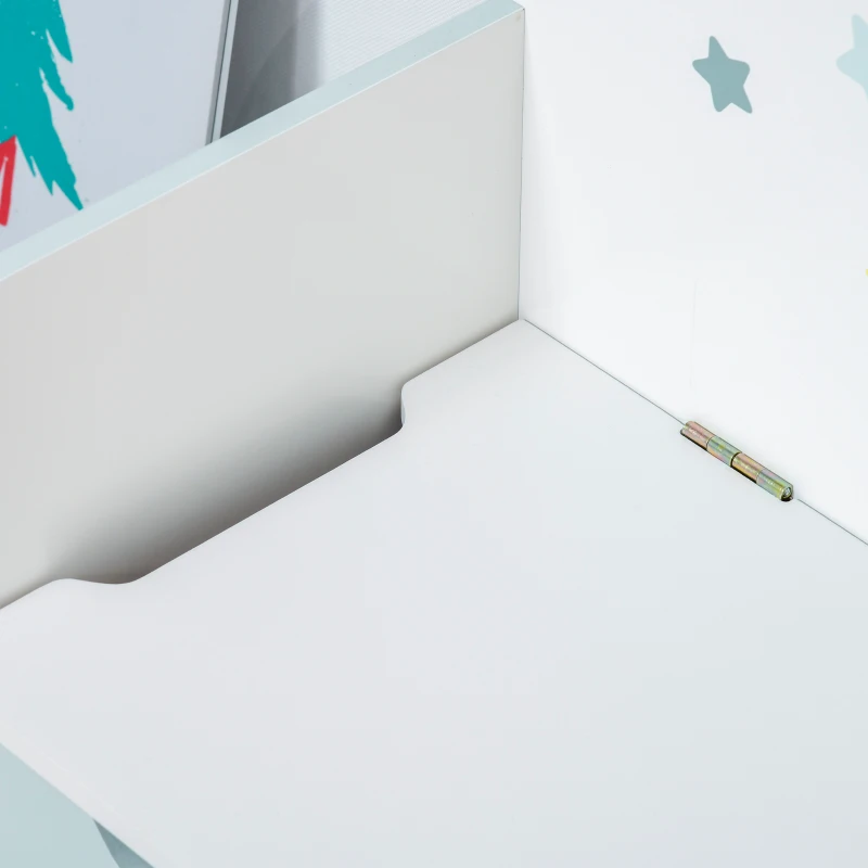 HOMCOM Panca Contenitore con Schienale in Legno per Bambini da 3-6 Anni, 60x30x50 cm, Azzurro