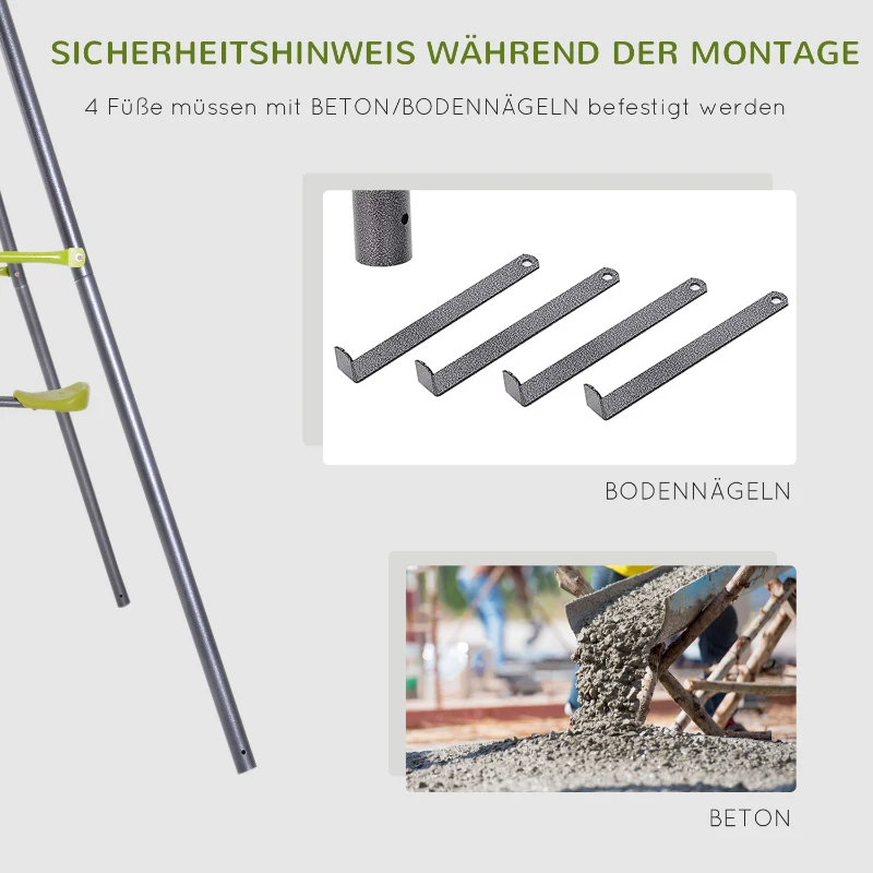 HOMCOM Kinderschaukel Gartenschaukel Schaukelgerüst Schaukelset mit Metallgestell Kletterseilleiter Wippe 3-10 Jahre bis 3 Kinder