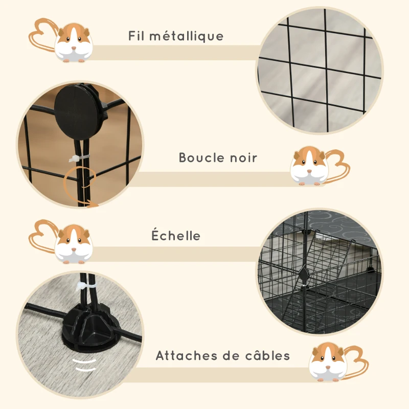 PawHut Enclos pour petits animaux parc pour chiot clôture pour animaux domestiques modulable DIY 47 panneaux noir