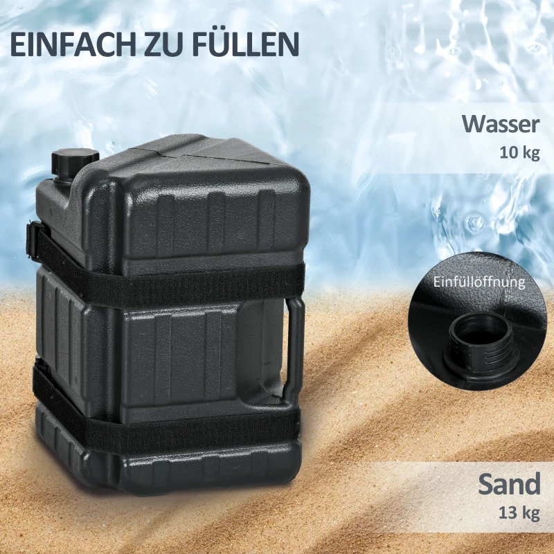 Outsunny Pavillon-Gewichte Zeltgewichte, wetterbeständig, befüllbar, 21 x 21 x 30 cm, Schwarz