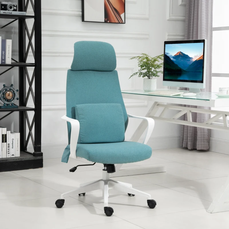 Vinsetto Bürostuhl höhenverstellbarer Drehstuhl Massagesessel ergonomischer Chefsessel mit Massagefunktion Gamingstuhl Nylon Blau 62 x 60 x 114-122 cm