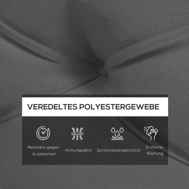 Outsunny Sitzpolster Sitzkissen Polsterauflage, mit Knopfheftung, 120 x 80 x 12 cm, Grau