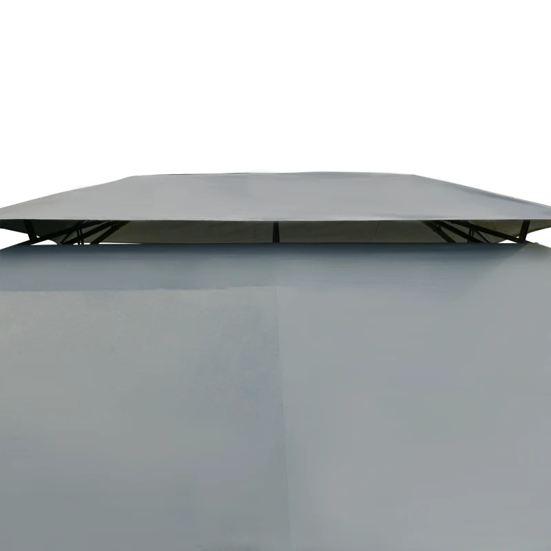 Outsunny Tonnelle barnum pavillon de jardin style colonial double toit toiles latérales amovibles 3L x 4l x 2,8H m gris