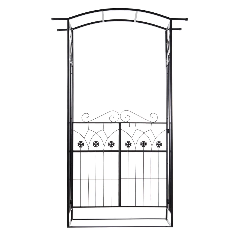 Outsunny Garden Outdoor Entrance Arch with Door Outdoor Patio Decoration for Rose Trellis Arbour Climbing Plant 131L x 49W x 200Hcm