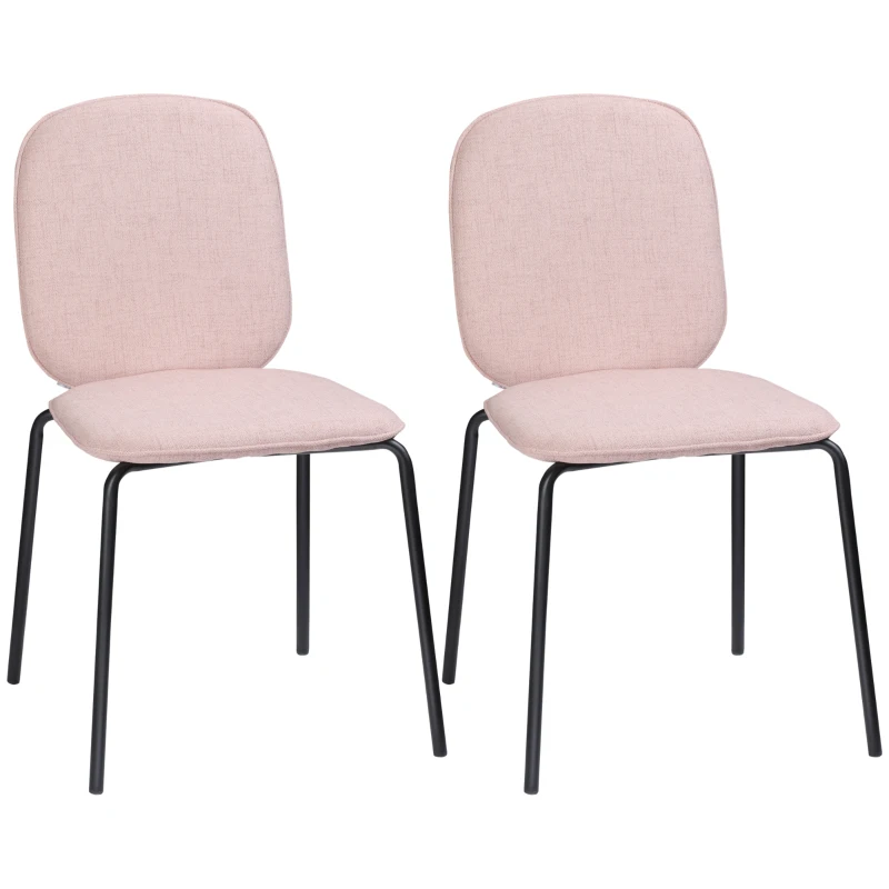 HOMCOM Lot de 2 chaises de salle à manger design moderne en tissu aspect lin et piètement métal 50 x 56 x 83 cm noir