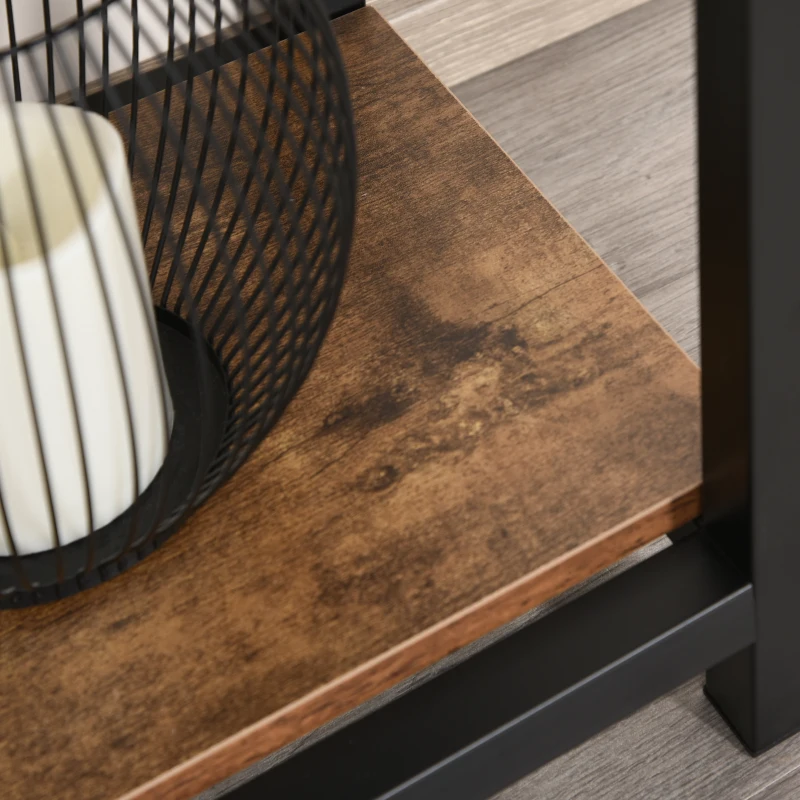 HOMCOM Bücherregal mit 5 Fächer, Standregal, Industriestil, Wohnzimmer, Schlafzimmer, Büro, E1 Spanplatte, Braun, 80 x 30 x 180 cm