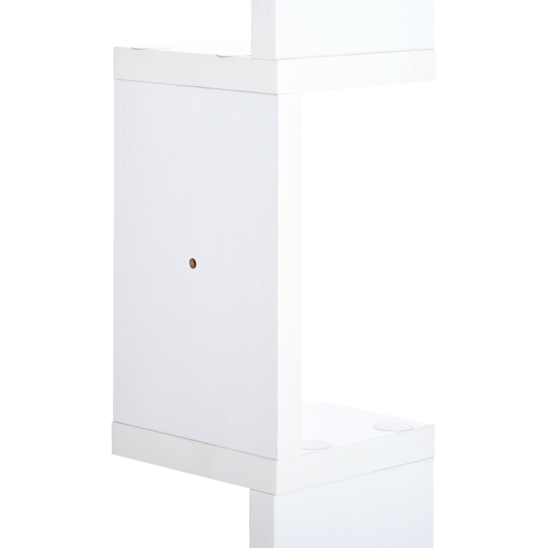 HOMCOM Étagère d'angle Murale à 5 Niveaux Hauteur 120 cm Forme de Zigzag en Bois Blanc