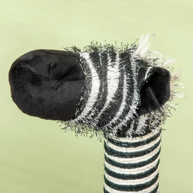 PawHut Kratzbaum im Zebra-Design, 1 Katzentunnel, 3 Kratzstämme 48,5 cm x 35 cm x 93 cm, Schwarz + Weiß