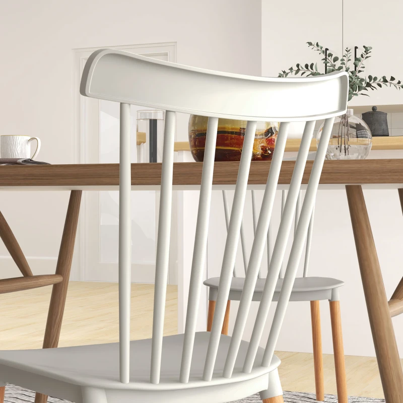 HOMCOM Juego de 4 Sillas de Comedor Estilo Nórdico con Respaldo de Polipropileno y Patas de Madera 48x52,5x83 cm Gris