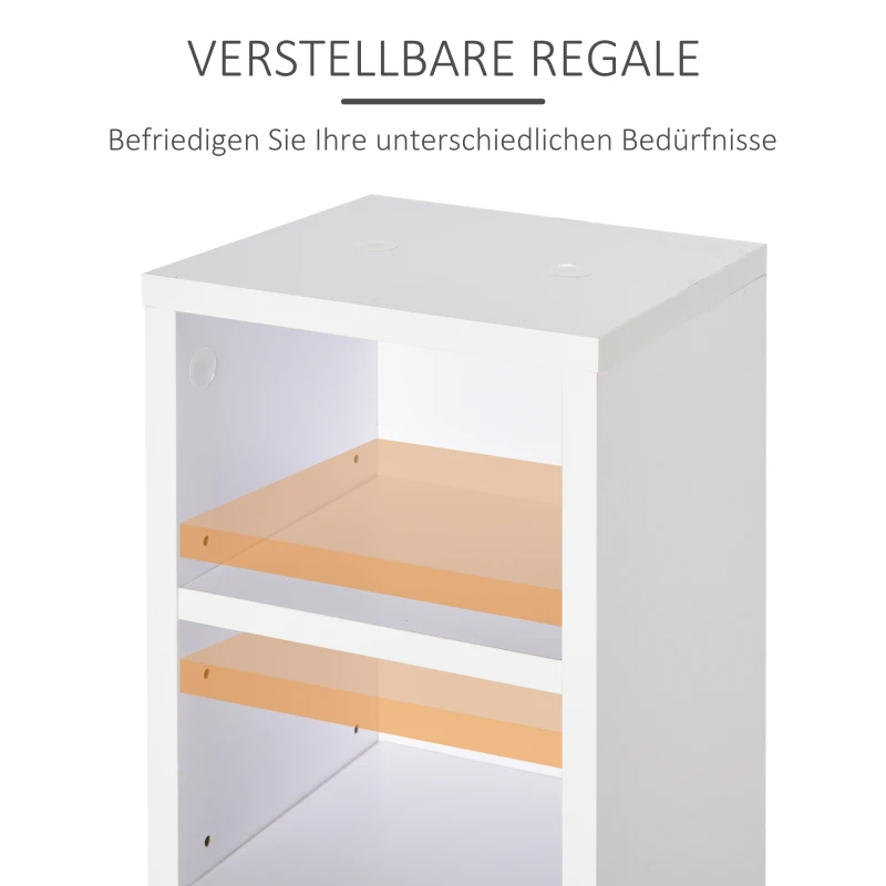 HOMCOM CD-Ständer 2er Set CD-Regal Holzregal Standregal mit 12 offenen Ablagefächern Medienrega Dekoregal Aufbewahrung Weiß 21 x 22,5 x 88,5 cm