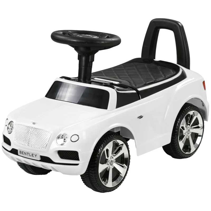 AIYAPLAY Bentley Bentayga Licensed Foot to Floor Ride on Car, Sliding Car Push Along Car w/ Under Seat Storage - White