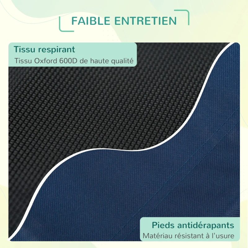 PawHut Lit pour chien chat lit de camp grand confort sur pieds tissu oxford textilène micro-perforé 76L x 61l x 18H cm bleu marine noir