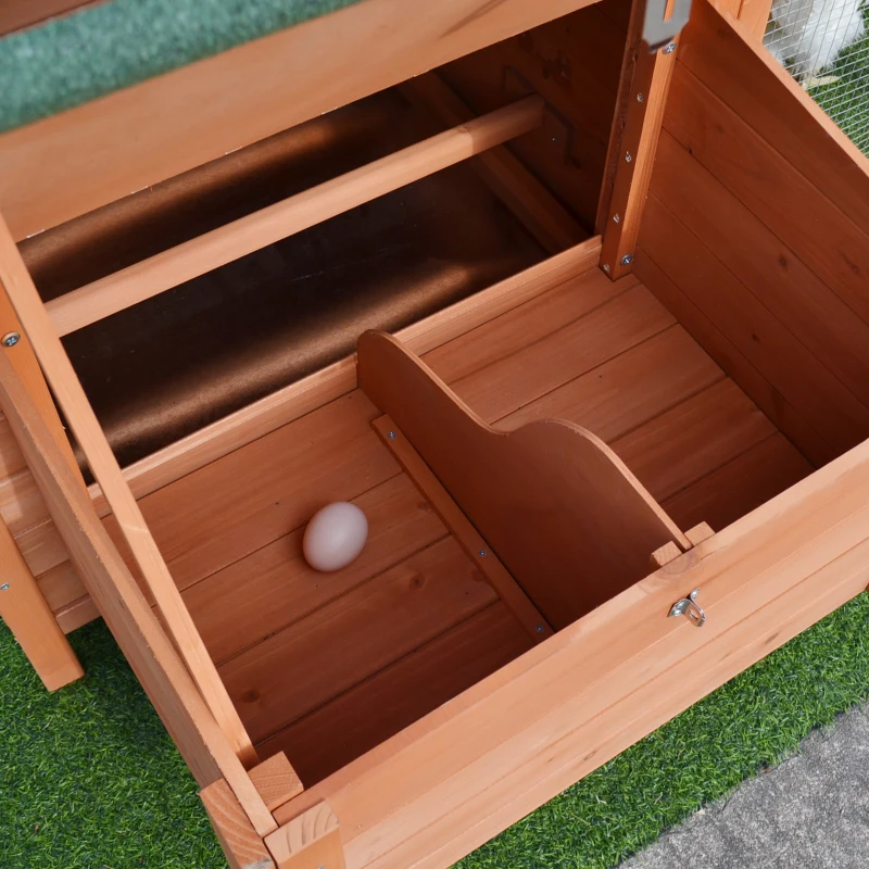 PawHut Pollaio Ovaiole in Legno, Gabbia per Galline con Ampio Spazio Esterno, Casetta con Tetto Apribile e Nido per Cova, 223.5x145x81 cm