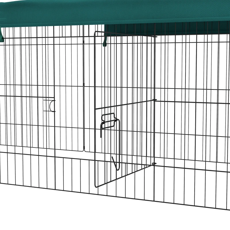 PawHut Jaula para Animales Pequeños de Acero con Puertas y Tela Superior para Conejos Chinchillas Gallinas 220x85x70 cm Verde